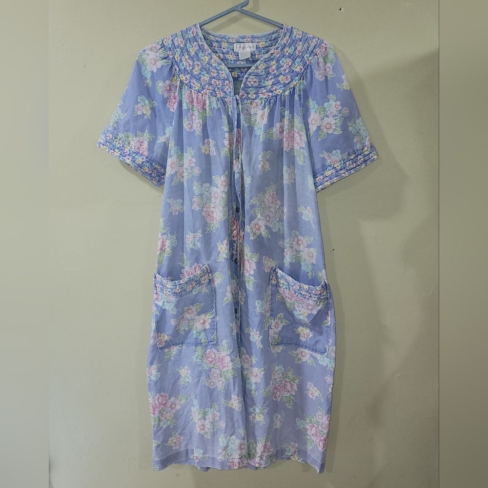 Fundamentals Size Medium Vintage Purple Pink Floral House Dress